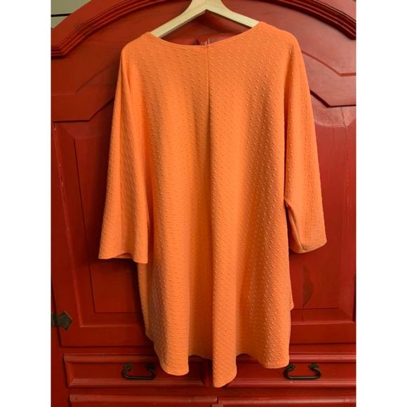 NWOT Lularoe Sz Large Bright Melon Orange Mid Length Cardigan Textured3/4 Sleeve - Picture 2 of 4